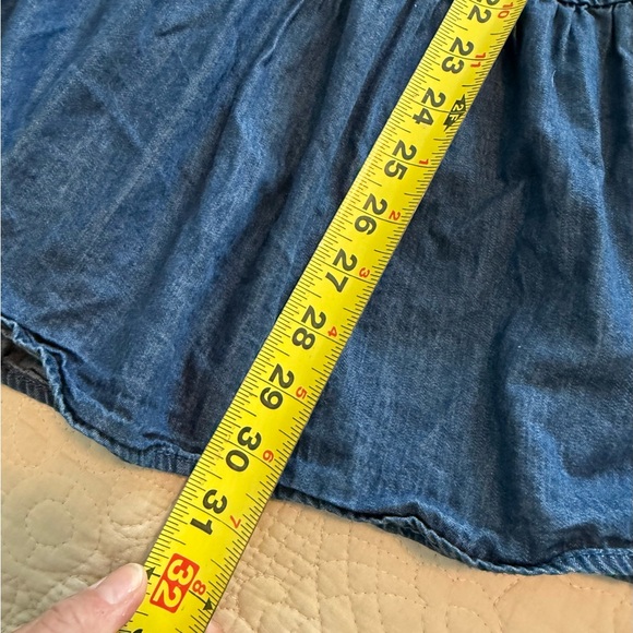 Vintage Smocked Denim Short Sleeve Mini Dress - Blue - Picture 8 of 8